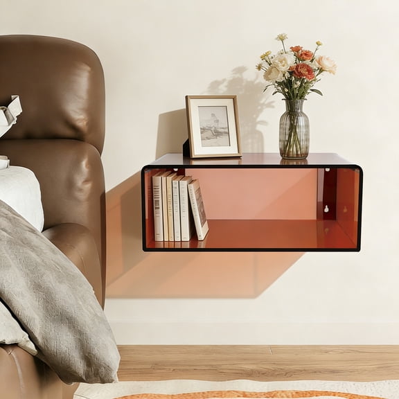 Acrylic Floating Nightstand Wall Mounted Nightstand Storage Shelf Bedside Table