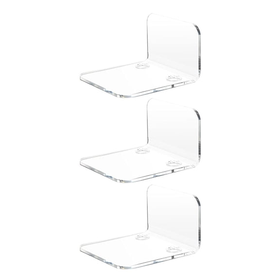 Acrylic Floating Shelf 3-Pack for Security Cameras, Baby Monitors and Speakers - Universal Small Wall Shelf, No Drill Mount