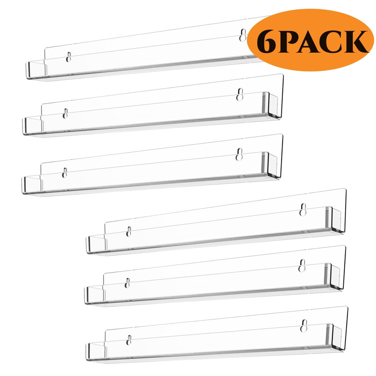 15 Acrylic Floating Shelves Wall Mounted, Upsimples 4pack Clear Acrylic  Shelves, for Bedroom, Living Room, Bathroom, Kitchen