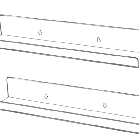 Acrylic Floating Shelves, Modern Wall Shelves for Bathroom, Living Room, Bedroom, Kitchen, Easy Installation with Adhesive Stickers or Drill, for Wall Storage & Dcor 13.8" (Clear 2 Pack)