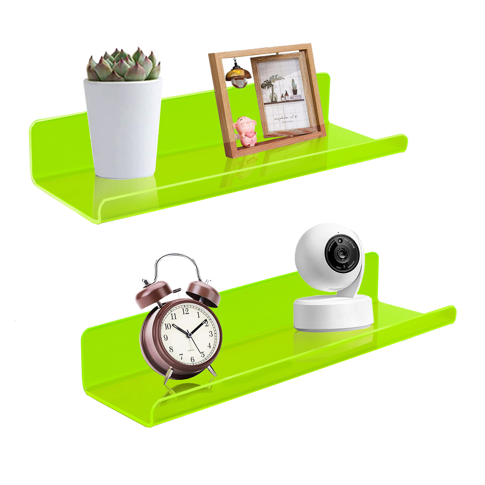 Acrylic Floating Shelves Wall Mounted Set of 2, Acrylic Hanging Shelves