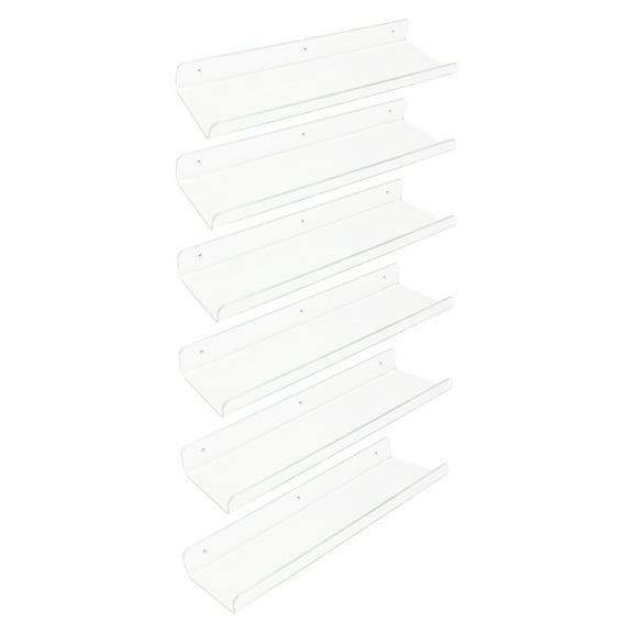 REGALWOVEN Acrylic Floating Shelves for Wall, Clear Acrylic Shelves for Living Room, and Kitchen Wall Display Shelf Clear 6 Pack
