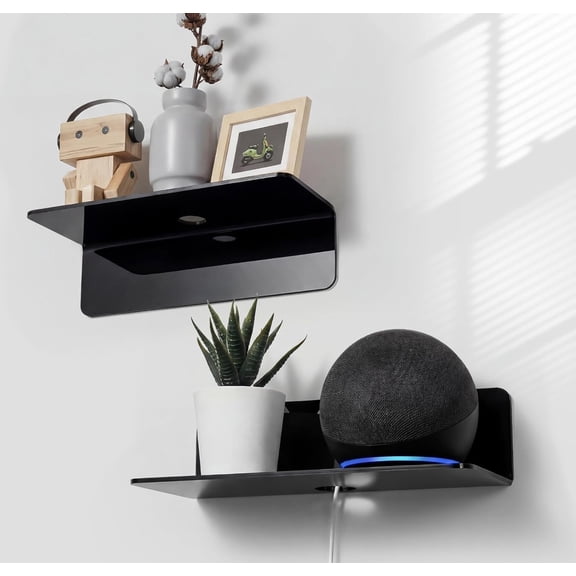 ANHXN Floating Shelves Wall Mounted - Easily Expand Wall Space - Acrylic Hanging Shelves for Bedroom, Gaming Room, Living Room, Bathroom