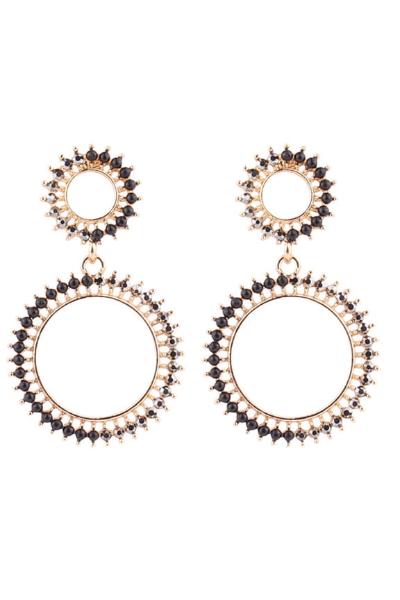 Drop Black Earrings, Stainless Steel, (Jewelry Pouch), 2 Count Per Pack