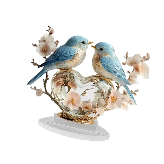 Acrylic Flower Branch Bird Sculpture Statue Collectible Decorative Figurines,Home Office Bookshelf Desktop Decors Gift