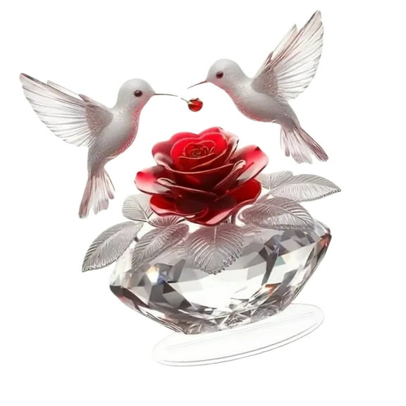 Acrylic Flower Branch Bird Statues Desk Decorative Figurines Figurines Sculptures for Home Office Table Ornament