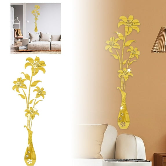 Acrylic Flower Pattern Wall Sticker, Modern Decorative Decal for Living ...