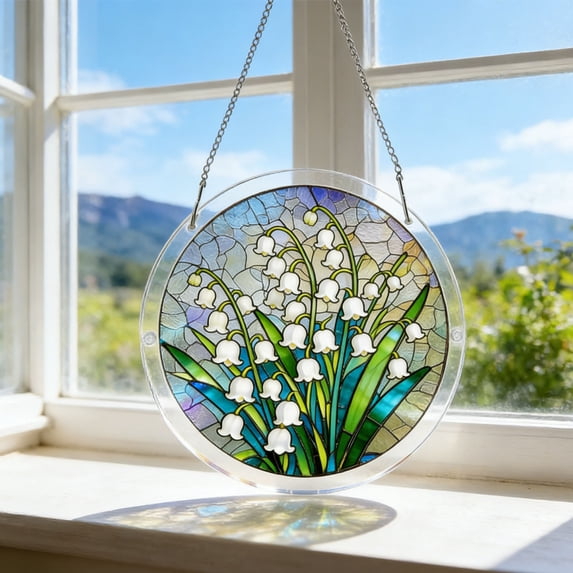 Acrylic Flower Puzzle Suncatcher Window Hanging 83 Pieces, DIY Sun Catcher with Double Sided Light Effect, Decorative Hanging Ornament for Home Garden Gift