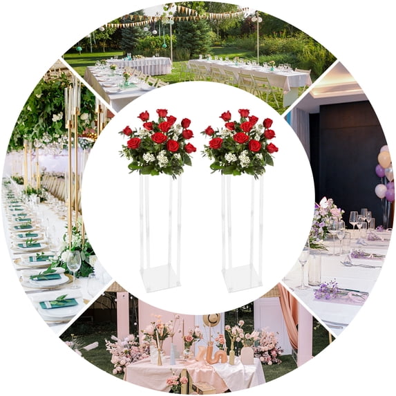 Acrylic Flower Stand, High-Quality Clear Acrylic Material for Stable Tabletop Decor, Easy Install with 4 Screws Top and Bottom to Save Space, Perfect for Artificial Arrangements in Weddings, Home