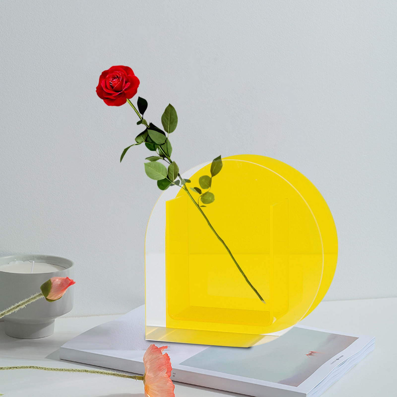 Acrylic Flower Vase Fish Tank for Small Goldfish Make-up Brush/Pen ...