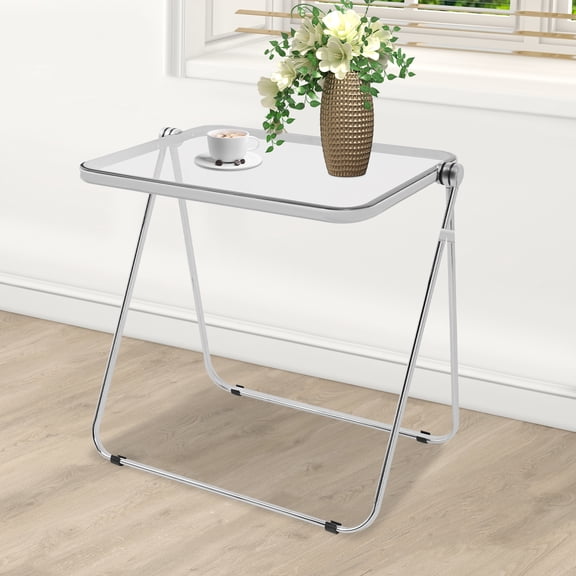 Acrylic Folding TV Tray Table, Small Folding Desk Portable Laptop Table for Small Spaces