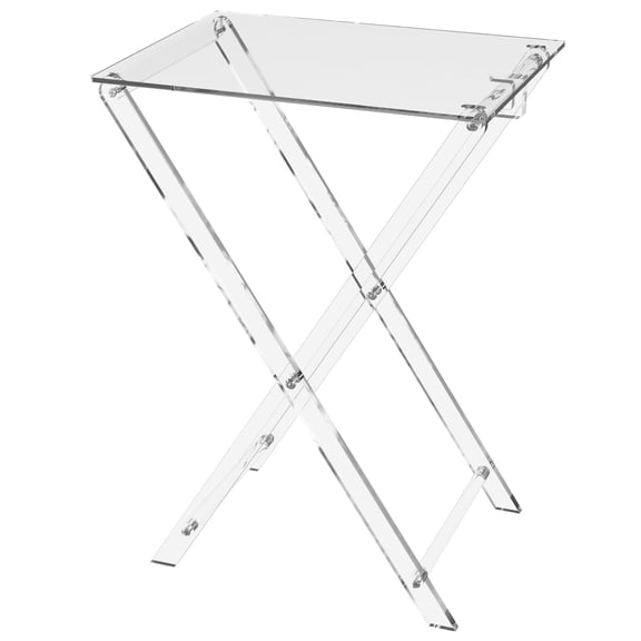Acrylic Folding TV Tray Table Standard Clear Modern Space-Saving Side Table