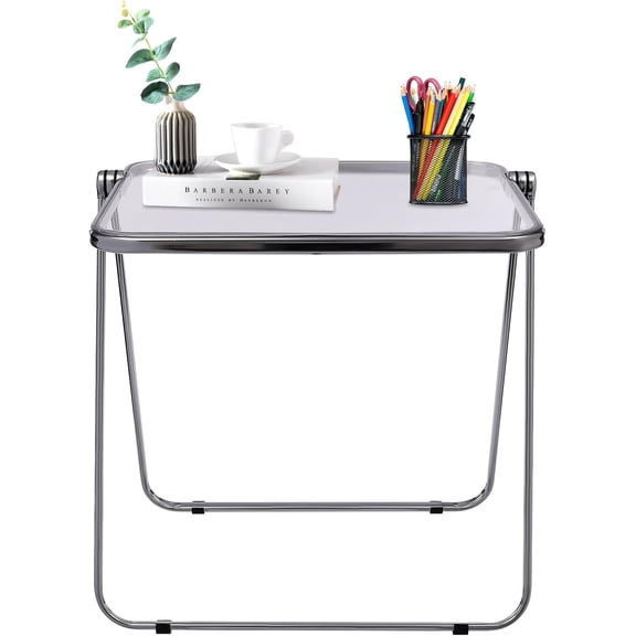 Acrylic Folding Tray Table, Clear Acrylic Desk - Acrylic Morden TV Tray, Small Foldable Desk for Small Spaces, Living Room & Bedroom (Transparent)
