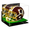 thumbnail image 1 of Acrylic Football Helmet Display Case with Mirror, Wall Mount, Green Risers and Turf Base (A002-GRR), 1 of 3