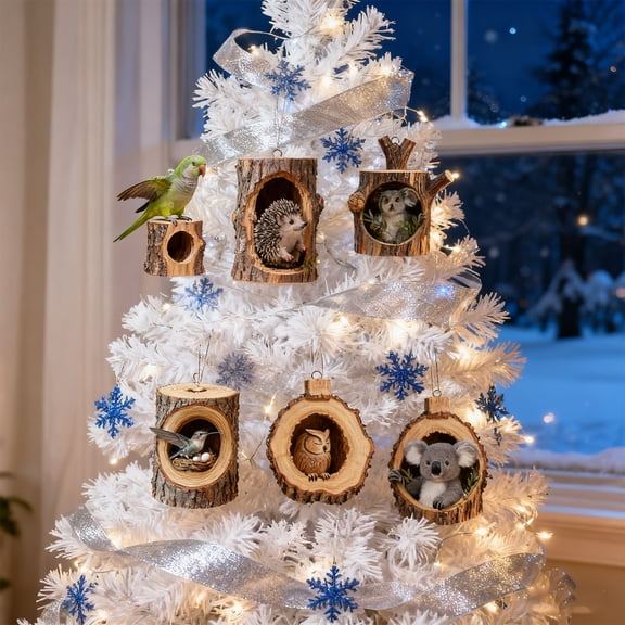 Acrylic Forest Animal Christmas Tree Ornaments- Shatterproof Hanging Decorations with Bear, Fox & Rabbit Designs - Ideal for Family Holiday Tree, Mantle Festive Decor, 3.14*2.75in, multicolor