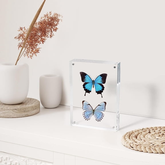 Acrylic Frame 5x7, 5 x 7 Acrylic Picture Frame 6 PACK Clear Double Sided Magnetic Picture Frame, Free Standing Desktop Acrylic Photo Frame Display,Lucite Frame,10+10mm Thickness Magnetic