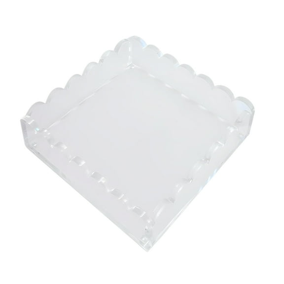 Acrylic Frame Decorative Tray with Magnetic Mat for Photo Square Clear Acrylic Scalloped Tray with Magnetic Mat for Filling of Changeable Photo, Picture,for Bathroom Home Office