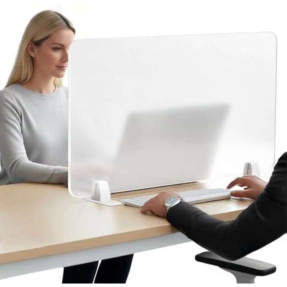 Acrylic Free Standing Screen, Desk Divider for Students and Desk Privacy Panel for Home Office, Partitions for Table Top Workstation, Portable Cubicle Panel for Work, 15.7" x 24", Premium Frosted