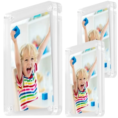 Acrylic Fridge Frame Set, 2 Pcs Photo Holder for Polaroid, Display Clear for Instax, 3.15 x 4.72 Inch, Firm Grip