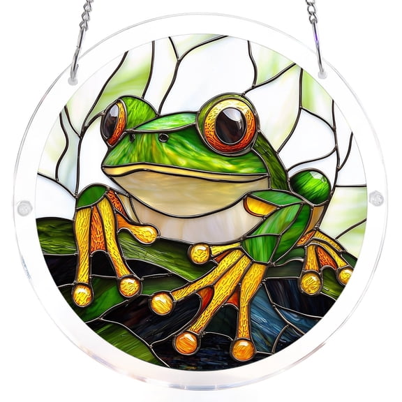 Acrylic Frog Suncatcher Window Hanging Puzzle Toy – 3-Layer Transparent & Semi-Transparent Design with Lotus Leaf and Water Ripple Motif, Kids’ Nature-Themed Decor for Windows