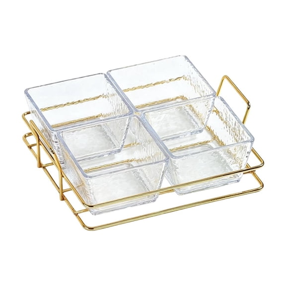 Acrylic Fruit Platter, 4 Compartment Divided Serving Tray, Hotel Tapas Plating Organizer Home Coffee Table Snack Tray Acrylic Fruit Platter