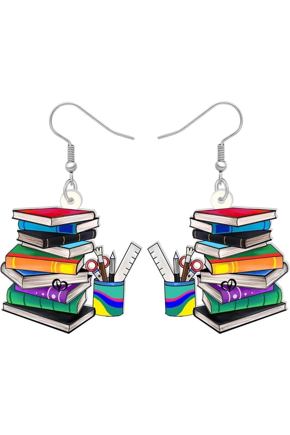 Acrylic Funny Book Earrings Dangle Bookshelves Jewelry Back To School Gifts For Teachers Women[Z1]