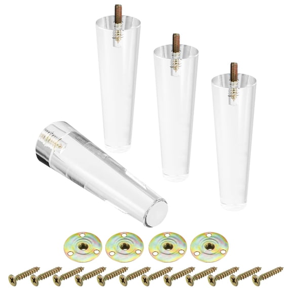 Acrylic Furniture Legs 150mm Clear Set Of 4 Replacement Sofa Feet With Hardware For Cabinet Chair Dresser