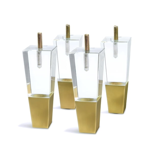 Acrylic Furniture Legs Replacement Cabinet Feet Modern Clear Decor DIY Legs Square Style Set of 4 (7.8inch Square)