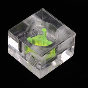 Acrylic G1/4'' Square Shape Computer Water Cooling Meter 3-Ways#2 Green