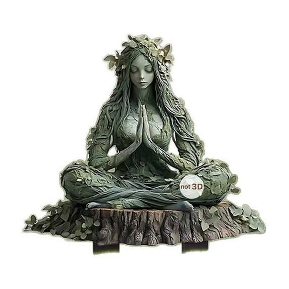 Acrylic Garden Decorative Stake with Mother Earth Design, Green Outdoor Courtyard Ornament with Ground Insertion Feature, Nature-Inspired Craft for Garden Enhancement and Landscape Decoration