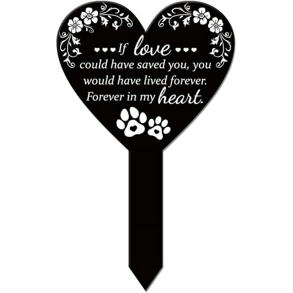 Acrylic Garden Stake Ground Insert Decor for Yard Lawn Garden Decoration Heart with Memorial Words Paw Print 258x158mm