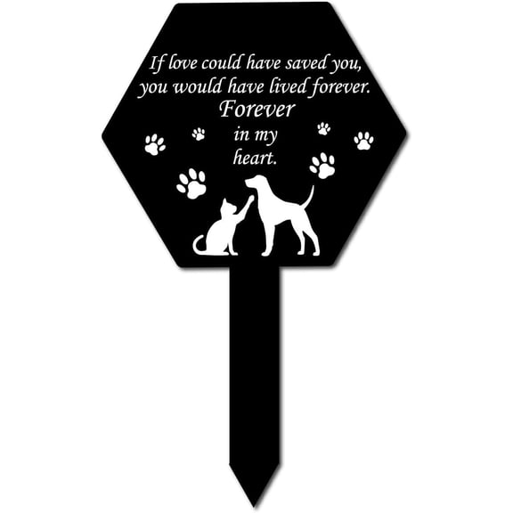 Acrylic Garden Stake Ground Insert Decor for yard Lawn Garden Decoration with Memorial Words Forever In My Heart Dog 250x150mm