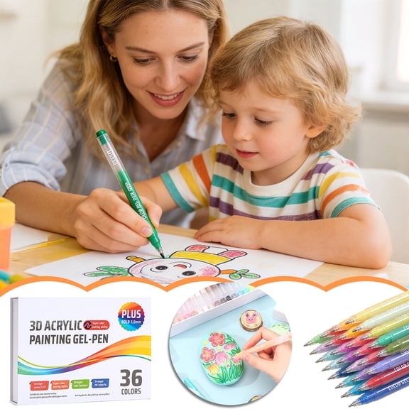 Acrylic Gel Pen, Hand Account Art Painting Pens with 1.0mm Press-Release Tip, Quick-Drying Waterproof Ink for Paper, Wood, Glass, Ceramic, and Rock Painting Crafts(A)