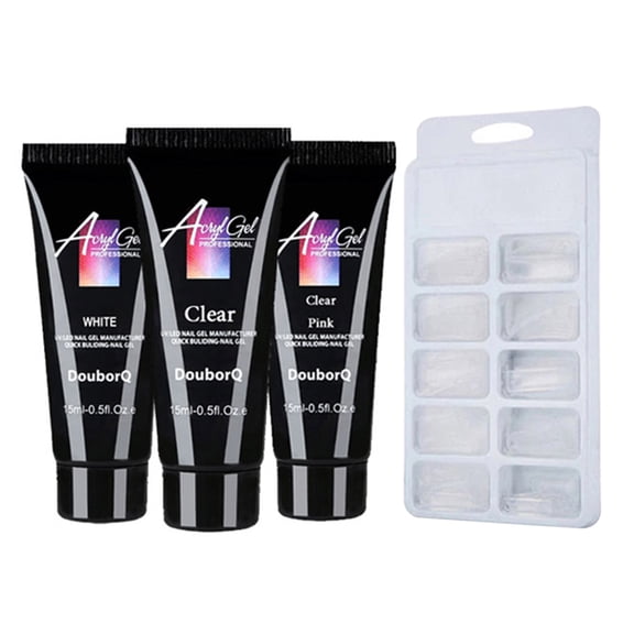 Acrylic Gel Quick Building Nail Glue, Quick Dry Gel Builder Set with 48Pcs Tips, for Creating Beautiful Nail Art Designs on Finger or Toe Nails