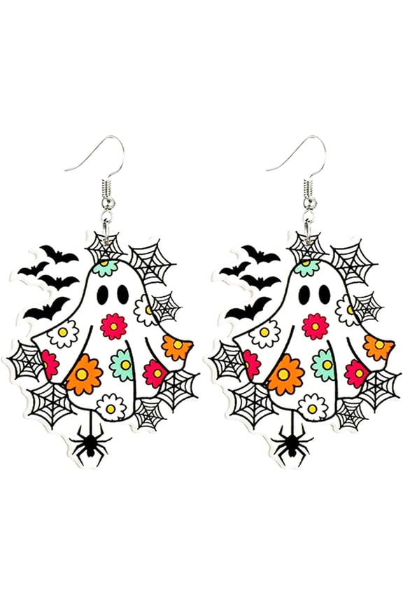 Acrylic Ghost Earrings for Women Handmade Cute Funny Lightweight Spooky Halloween Ghost Face Dangle Drop Earring Halloween Costume Cosplay Party Jewelry