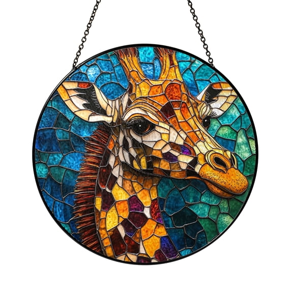 Acrylic Giraffe Faux Stained Glass Panel – Handmade Window Art Gift