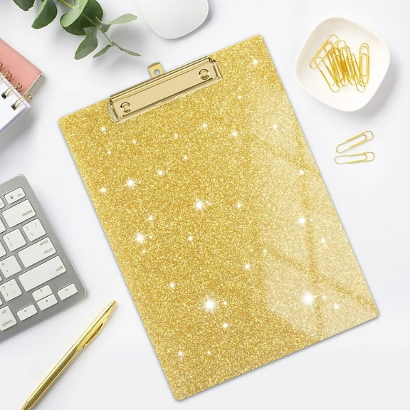 Acrylic Glitter Clipboards, Sparkly Board with Low Profile Gold Clip, Designed for Classroom School and Office Use, A4 Letter Size 9 x 12.5 in