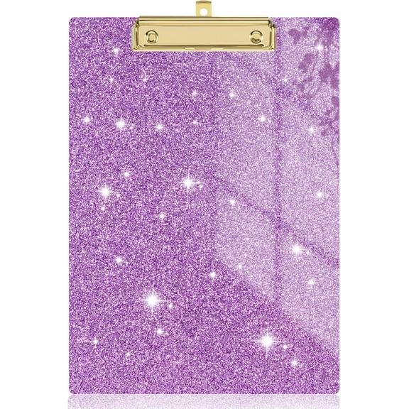 Acrylic Glitter Clipboards, Sparkly Board with Low Profile Gold Clip, Designed for Classroom School and Office Use, A4 Letter Size 9 x 12.5 in