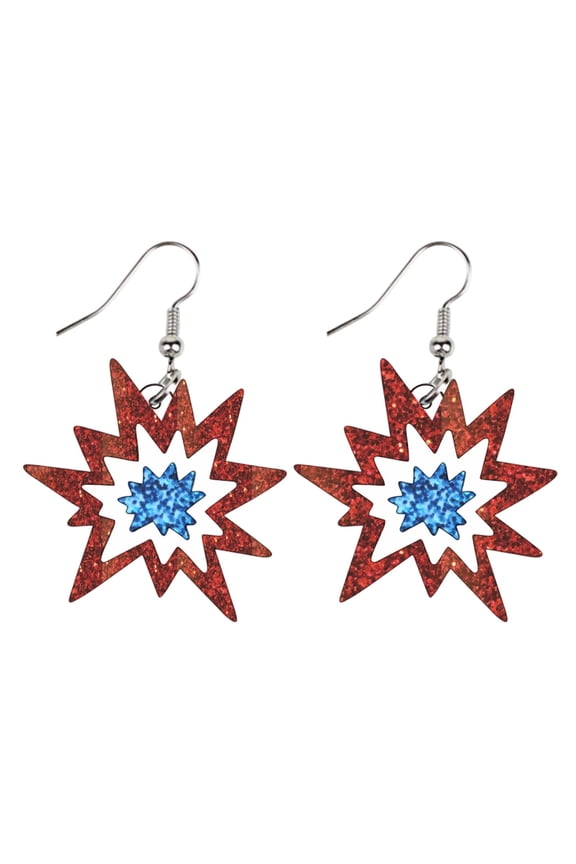 Acrylic Gold Tone Star Stud Earrings with Patriotic Theme,Festive Design for Fourth of July Events,Lightweight Comfortable Fit for Extended Wear,Versatile Accessory for Holiday Outfits