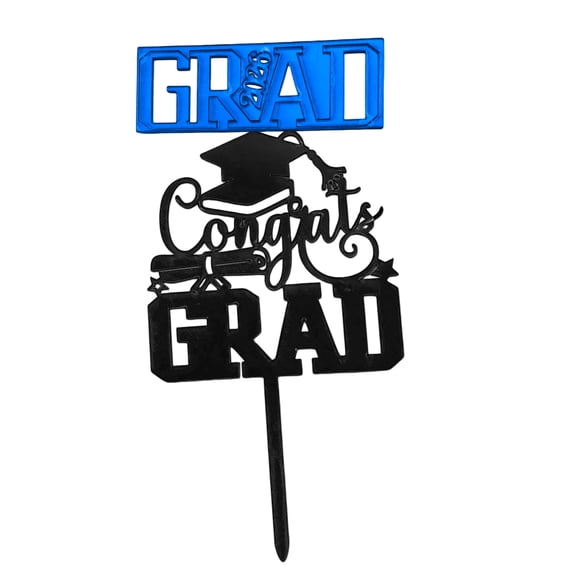 Acrylic Graduation Cake Topper Blue Congrats Grad Theme For 2026 Graduation Party Decoration 1 Piece