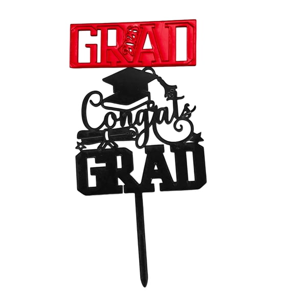 Acrylic Graduation Cake Topper Red 1 Pack For Graduation Party Celebration Cake Decoration