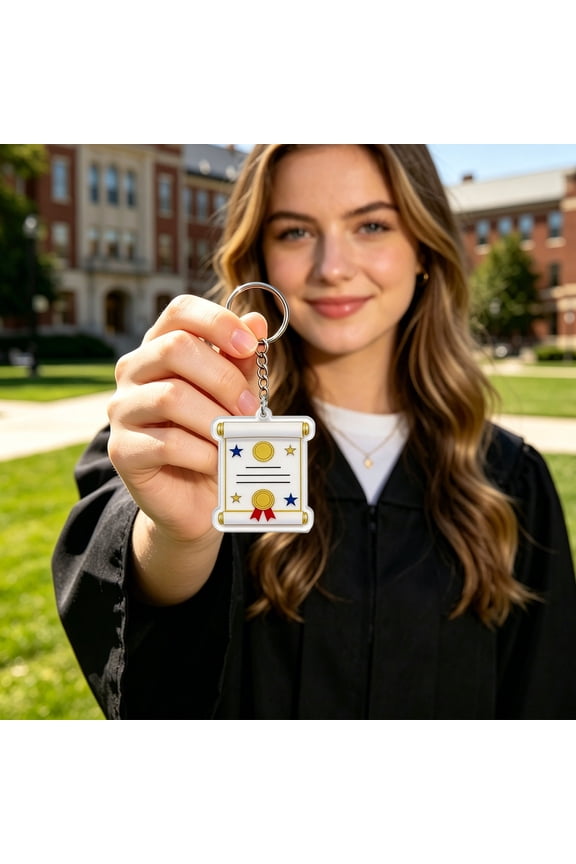 Acrylic Graduation Keychain with Cap and Gown Design Commemorative Key Ring Class of 2026 Keepsake Gift for Campus Graduate Memory Personalized Graduation Accessory