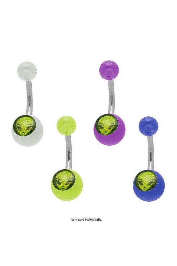 Acrylic Green Alien Logo Belly Button Ring