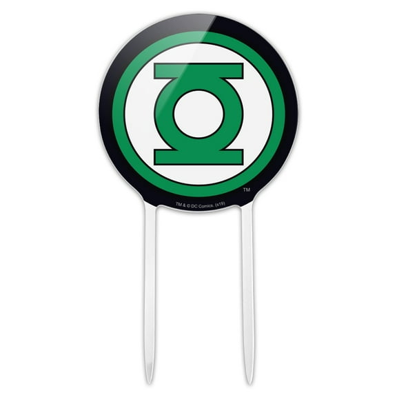 Acrylic Green Lantern Logo Cake Topper Party Decoration for Wedding Anniversary Birthday Graduation