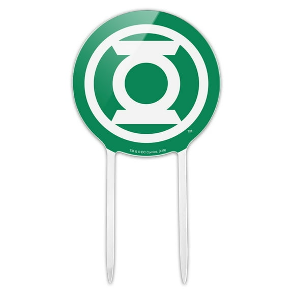 Acrylic Green Lantern White Logo Cake Topper Party Decoration for Wedding Anniversary Birthday Graduation