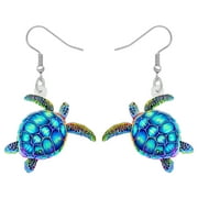NEWEI Acrylic Green Sea Turtle Earrings Ocean Animals Dangle Jewelry For Women Sea Lovers Charms Gifts