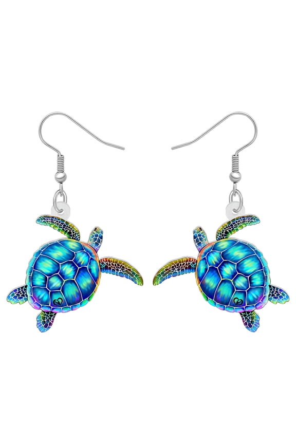 Acrylic Green Sea Turtle Earrings Ocean Animals Dangle Jewelry For Women Sea Lovers Charms Gifts