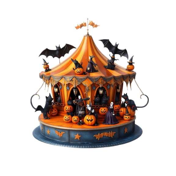 2D Acrylic Halloween Carousel Shape with Spooky Accents, Halloween Home Decor for Mantel Or Shelf, Party Decor, 1 Piece
