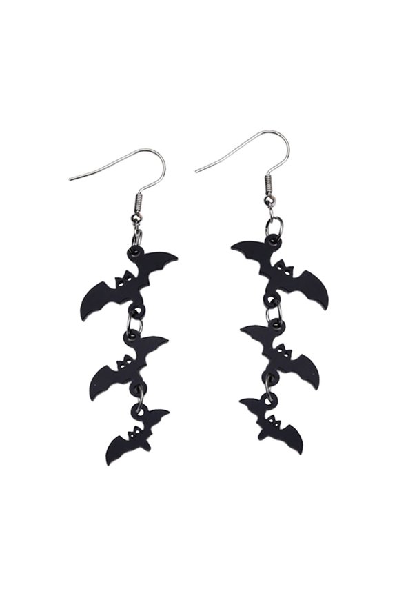 Acrylic Halloween Earrings Black Skull Bat Drop Dangle Earrings for Women Fun Cute Spooky Halloween Holiday Costume