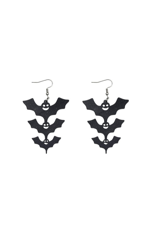Acrylic Halloween Earrings Black Skull Bat Drop Dangle Earrings for Women Fun Cute Spooky Halloween Holiday Costume